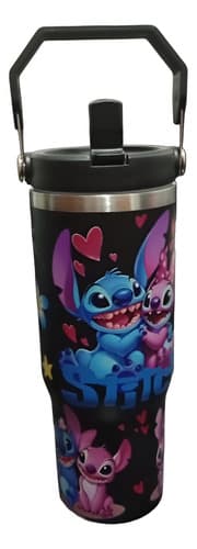 Vaso Térmico Stitch Acero Inoxidable 900ml Color Negro